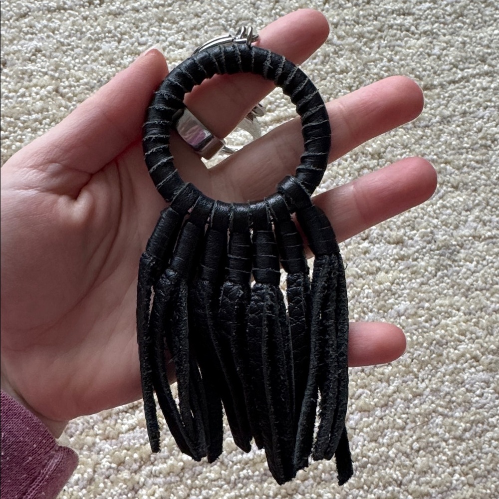 Rebecca Minkoff Black Leather Dream Catcher Tassel Keychain - Picture 5 of 5